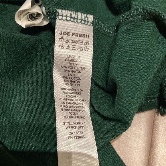 Joe Fresh lace tank top, dark green dressy top size large - Picture 5 of 6